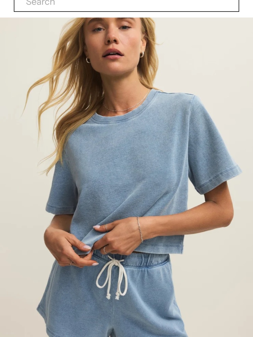 Z Supply Light Blue Short Sleeve Tee & Shorts Set